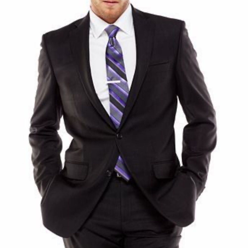 Marc Anthony Slim Fit Black Suit Jacket 42L - 100% Wool - NWT $240